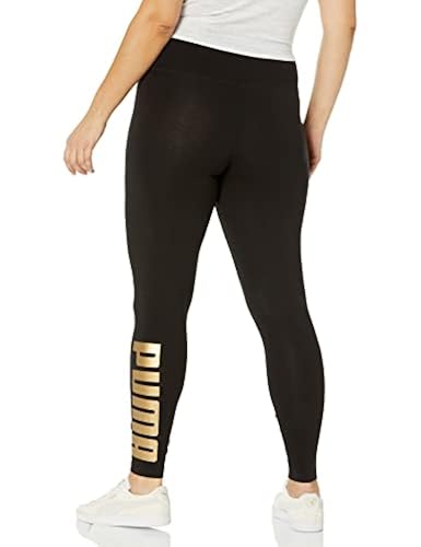 PUMA Women's Athletic Logo Tights, Black-Gold, Small in Kuwait