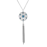 Zealmer Simple Retro Silver Plated Long Chain Pendant Necklace Chain Tassels
