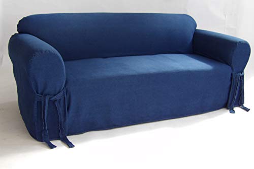 Classic Slipcovers one Piece Sofa slipcover, Denim Blue - Thumbnail 2