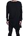 Coofandy Men Casual Long Sleeve O Neck Solid Loose Pleated Pullover T-Shirt,Black,X-Large