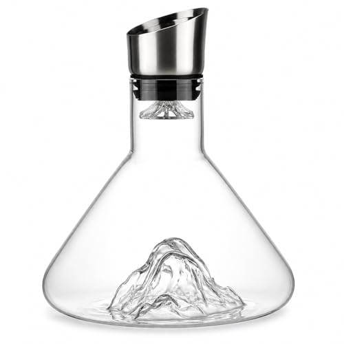 Decanter de Vinho 1,6L Cristal Sem Chumbo com Tampa Dosadora e Filtro Aerador Iceberg Decantador para Vinho Tinto Garrafa Elegante para Bar Casa e Presente