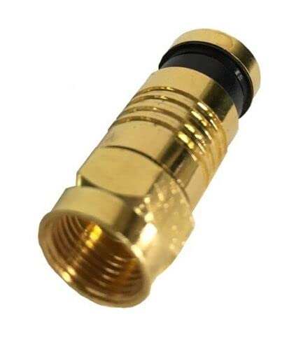 electrosmart Gold Plated F Plug Compression Connector - Suitable for RG6 WF100 Coaxial Cable (10, Gold)