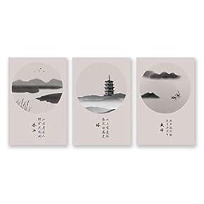 Wall26-3 Panel Canvas Wall Art- Chinese Landscape Painting-Wall Bedroom Living Room Home Decoration - 16"x24" x 3 Panels