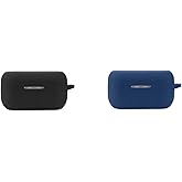 2 Pack DAYJOY Soft Silicone Protective Case Cover Compatible with Panasonic Technics EAH-AZ80 Earbuds, Protective Skin Sleeve with Key Chain (Black+Blue)