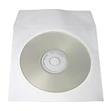200 Pack - CD/DVD White Paper Sleeves with Clear Window - 80 Gram