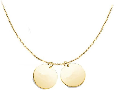 Personalized Names/Words/Date Engraved 18K Gold Plated Discs Chokers Custom Monogram Pendant Love Necklace Gift For Family Friends Valentines (2 Gold Color Disc)