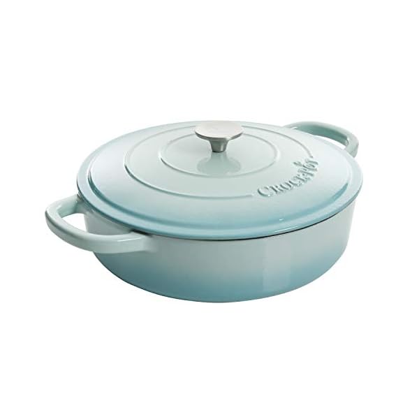 Crock Pot Artisan Enameled Cast Iron Braiser W/Lid, 5Quart, Aqua The