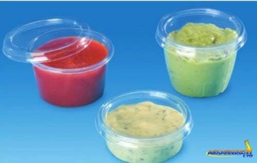 100 pcs Plastic Disposable Clear BOX Round cup with lid 50ml 2oz Sauce - 7050C+P