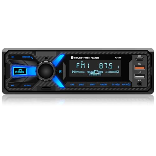 RDS Bluetooth Car Radio with Type-C Charging Port, Wistrue FM/AM Car Radio Supports 2 USB Ports / AUX/SD/TF/EQ, 1 DIN Radio with Bluetooth/MP3 Player Hands-Free