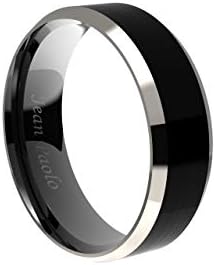 Jean Paolo Mens Rings 8mm Black Tungsten Rings for Men Engagement Wedding Rings Band Two Tone Comfort Fit