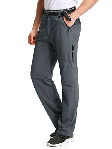 Mens Hiking Pants Active Quick Dry Convertible Lightweight Zip Off Fishing Travel Mountain Trousers.M1111,Gray,US 38
