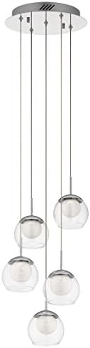 Chandeliers 5 Light With Chrome Finished Steel Material Intergrated Bulb 12 inch