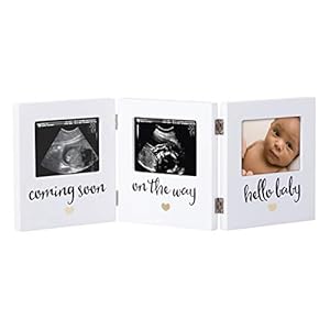Pearhead Triple Sonogram Keepsake Photo Frame, Baby Ultrasound Tabletop Picture Frame, Gender-Neutral Baby Nursery Décor…