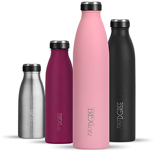 720°DGREE Edelstahl Trinkflasche “milkyBottle” - 1L - BPA-Frei, Auslaufsicher, Kohlensäure geeignet - Thermosflasche für Sprudel, Sport, Uni, Schule,
