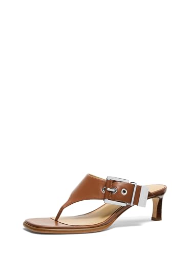 Michael Kors Women's Rowen Heeled Thong Sandal, Vachetta Leather/Luggage, 8.5