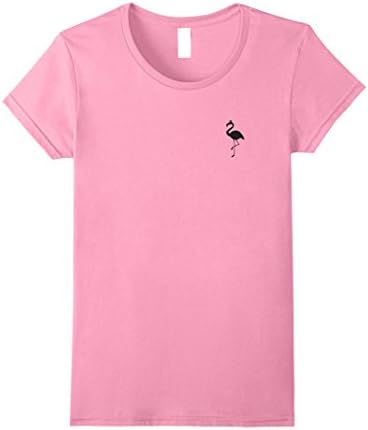 Womens Cute Simple and minimal Pocket Flamingo Lovers Shirt Medium Pink