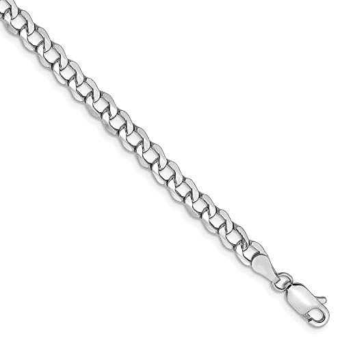 14k White Gold 4.3mm Curb Cuban Link Chain Anklet Ankle Beach Bracelet 8 Inch : Fine Jewelry For Women Gifts For Her