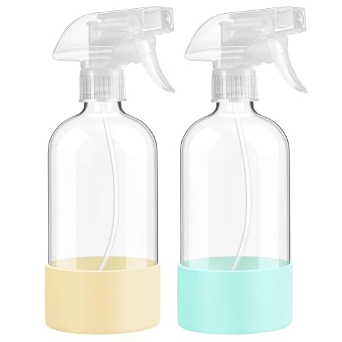 16oz 2Pack Glass Spray Bottles with Silicone