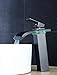 JinYuZe LED Waterfall Glass Spout 1 Hole Solid Brass Vessel Sink Faucet,with Color Changing Deck Mounted Lavatory Mixer Vanity Sink Faucet,Antique Black