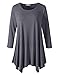 Lanmo Women Plus Size 3/4 Sleeve Tunic Tops Loose Basic Shirt (2X, Deep Gray)