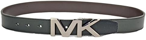 Michael Kors Mens Reversible Black/Brown Gun Metal MK Logo Belt 30'' 75cm
