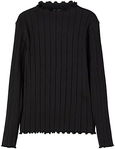 Nkfnoline LS Slim Top Noos Camiseta de Manga Larga, Black, 134/140 para Niñas