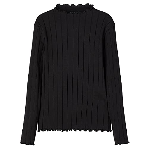 Nkfnoline Ls Slim Top Noos T-Shirt à Manches Longues, Noir, 134 cm-140 cm Fille