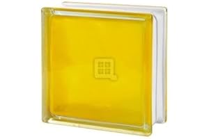 Quality Glass Block 7.5 x 7.5 x 3 Brilly Wave Yellow 100 Color Glass Block