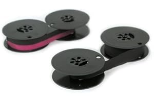 SEUENELF TWO Universal Typewriter Ribbons1 Black & 1 Black/Red Combo twin spool 1/2" cloth for Royal-Smith Corona-Remington-Hermes-SCM-Swintec-Typewriters.