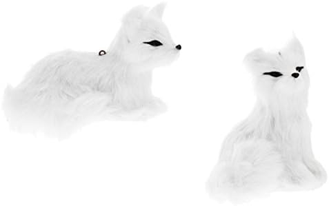 Regency InternationalRegency International Set of 2 4" Furry White Fox Christmas Ornaments