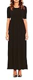 Womens Stylish Long Maxi Dress with Elastic Waistband, Elbow Sleeve by Velucci