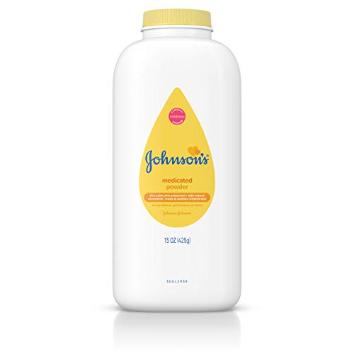 Johnsons Medicated Diaper Rash Baby Powder, Zinc Oxide and Natural