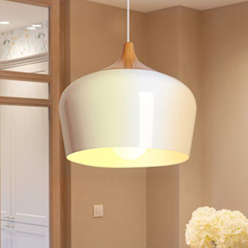 CHYING Modern Pendant Light, Wood Pattern Lantern Lighting Contemporary