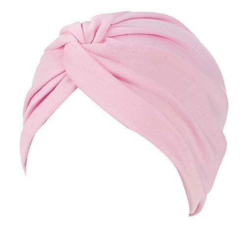 Women Cotton India Ruffle Turban Muslim Hat, Cancer Chemo Hijib Headwrap Hijabs residentD (one, Hot Pink)