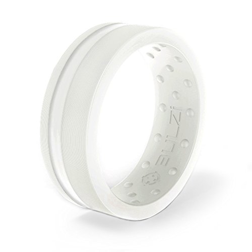 BULZi Wedding Bands, Massaging Comfort Fit Premium Silicone Ring with Airflow, Men's and Women's Rings, Breathable Flexible Work Safety Design (White Zi2, Size 12 - (8mm Width Band)) - Thumbnail 6