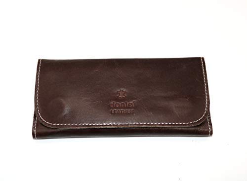 Real Leather Tobacco Pouch with Inside Lining, Space Enough to Hold Upto 50g of Bag, with Slot for Rolling Paper and Zip Pocket for Filter