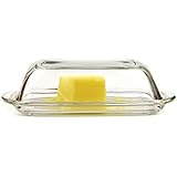 Glass Butter Dish with Lid I Classical Design Butter Keeper I Best Butter Holder with Cover I Butter Container Holds a Standa