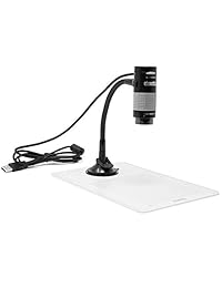 Microscopio digital USB 2.0 enchufable con soporte flexible de observación de brazo para Windows, Mac, Linux (2 MP, aumento de 250x).