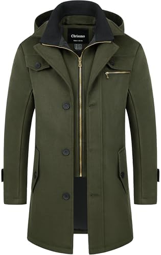 CHARTOU Men's Thermal Single Breasted Wool Blend Coat Business