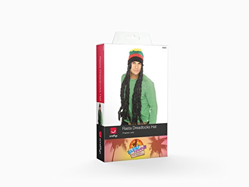 Smiffy's Men's Rasta Hat with Dreadlocks, Multicolour, One Size, 42234