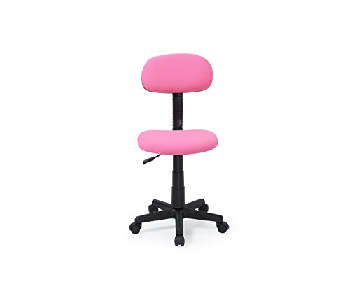 Hodedah Armless Task Chair with Adjustable Height and Swivel Functionality, Pink