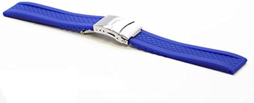 22mm MODENA Royal Blue New Style Tire Tread rubber watch band with Deployant Buckle