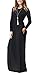 DEARCASE Women's Maxi Dress Long Sleeve Crewneck Loose Plain Casual Empire Waist Fall Party Long Dresses with Pockets