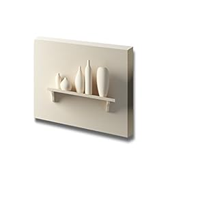 Canvas Prints Wall Art - White Ceramics Vases on The Shelf | Modern Wall Decor/Home Decoration Stretched Gallery Canvas Wrap Giclee Print. Ready to Hang - 12" x 18"