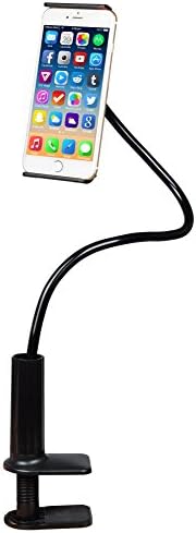 Kingyee Phone Holder Flexible Gooseneck Cellphone Mount with 360 Degree Rotating Bolt Clamp Bracket Fit On Desktop Bed Mobile Stand for iPhone, GPS Devices in Bedroom Office Kitchen (Black)