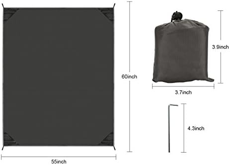 Pocket Blanket Camping Picnic Beach Hiking Ultralight Mat Waterproof Portable Outdoor Pad 55x60 Inch Gray