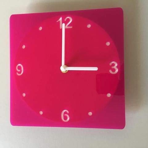 Shatterproof Square Wall Clock - Pink