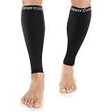 Copper Compression Recovery Calf Sleeves - Shin Splint Leg Sleeves. Guaranteed Highest Copper Content + Graduated Compression. Great for Running + Sports. Support Sore Muscles + Joints. (1 Pair)