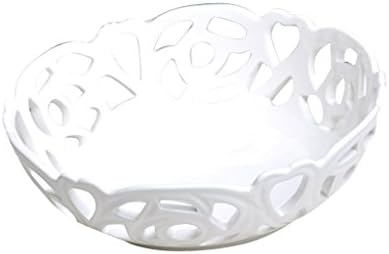 NYDZDM White Ceramic Fruit Bowl Large Capacity Hollow Round Fruit Basket, Snack Dried Fruit Candy Basket (Size : S)