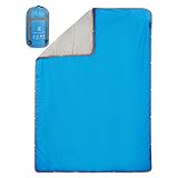 REDCAMP Lightweight Nylon Camping Blanket and Quilt for Warm or Cold Weather, Large Compact Multi-Purpose for Indoor Outdoor Sleeping with Stuff Sack, Blue/Dark Blue